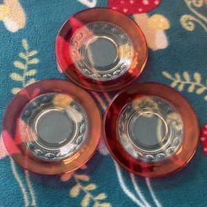 Fancy Small Glass Plates (Set of 3) AS IS